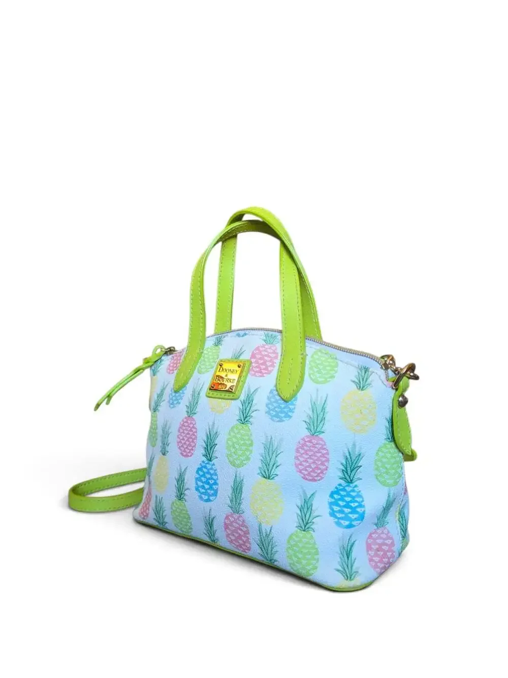Dooney & Bourke Pineapple Satchel Crossbody Bag Lime Green Multicolor Tropical